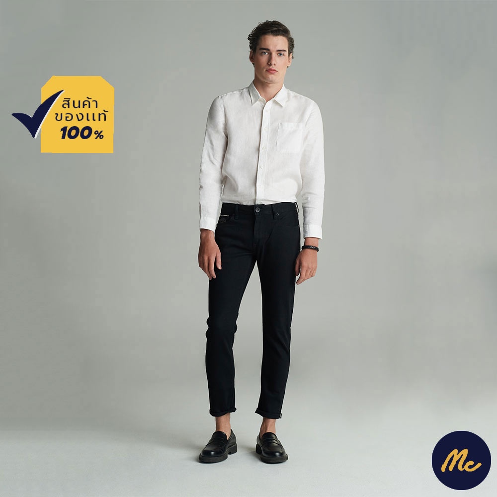 ราคาและรีวิวMc JEANS กางเกงยีนส์ผู้ชาย กางเกงยีนส์ แม็ค แท้ ผู้ชาย ขาเดฟ ริมแดง (Selvedge Jeans) สีดำ ทรงสวย ใส่สบาย MASZ072