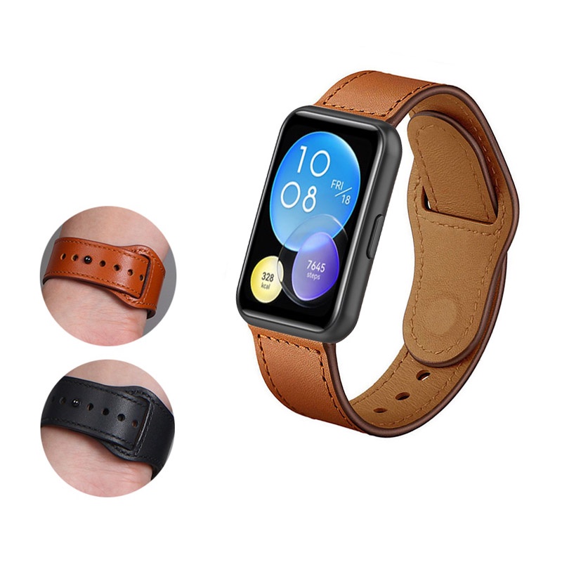 สายนาฬิกาข้อมือหนังแท้-พร้อมตัวเชื่อมต่อ-สําหรับ-huawei-watch-fit-2-new-fit2
