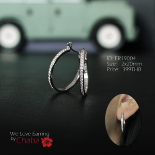 chaba_accessories ต่างหูเงินแท้ 925 sterling silver แบบห่วง ชุบทองคำขาว (ER19004)