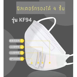 สินค้า Mask KF94  เกาหลี แพ็ค 10 ชิ้น หน้ากากอนามัยเกาหลี งานคุณภาพเกาหลีป้องกันไวรัส Pm2.5