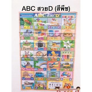 โปสเตอร์ ABC สวยD(สีพีช)🌈โปสเตอร์สื่อการเรียนรู้ ABC ก-ฮ สูตรคูณ ท่องจำ สอนเด็ก อนุบาล ภาษาไทย เตรียมอนุบาล พื้นฐานภาษา
