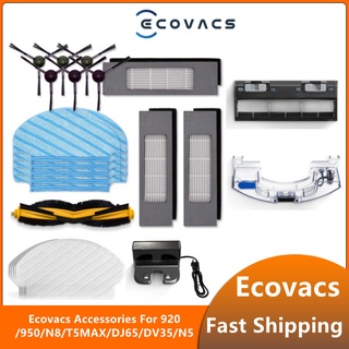 ราคาEcovacs Deebot 950 / 920 / N8 / T5Max / Dj65 / Dv35 / N5 Parts of Main Brush Side Brush Mop Pad Water Tank Mop Rack Disposible Mop Dustbin Suction Cover for Ecovacs Accessories