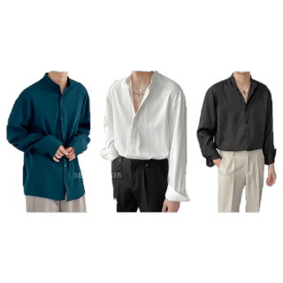 โปรโมชั่น : ลด10% โค้ด PAYMENS10 ราคาส่ง ใหม่ เสื้อเชิ้ตคอตั้ง แขนยาว สไตล์เกาหลี มีไซซ์ M L XL 2XL ผ้านิ่ม ใส่สบาย ยับยาก ไม