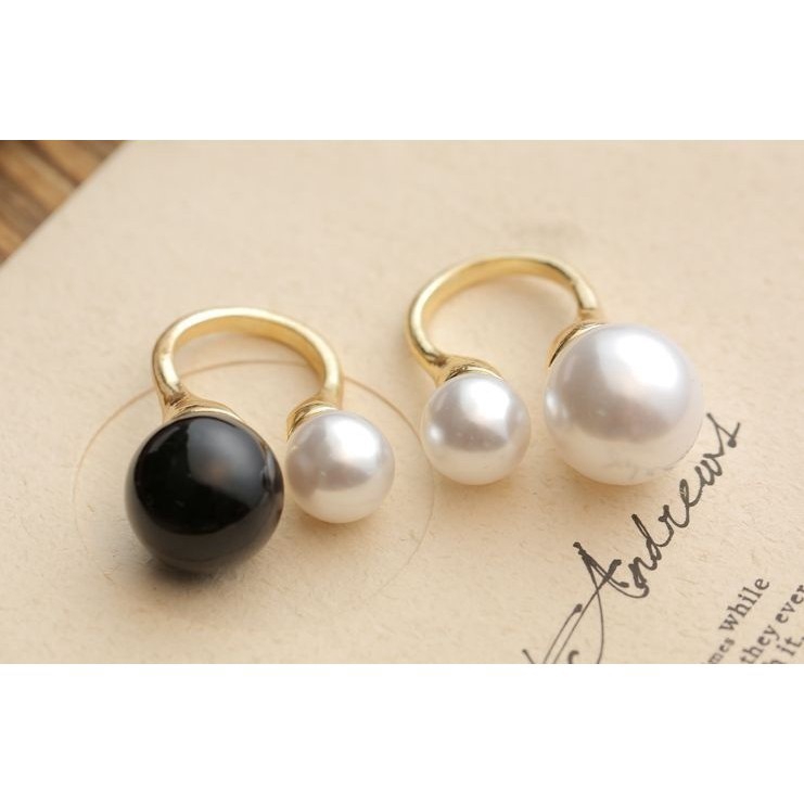 diamonding-1pcs-chic-fashion-double-pearl-white-black-opening-adjustable-ring-gift-new