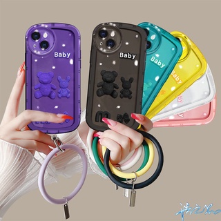 เคสโทรศัพท์มือถือ ลายตุ๊กตาหมีน่ารัก 3D พร้อมสายคล้องข้อมือ สําหรับ iPhone 11 Pro Max case 7 Plus 8 Plus 6 6S Plus X XS XR XS Max