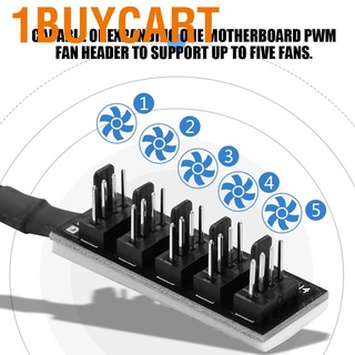 5 Splitter Fan CPU Female 1 Pc Male Braided 4-pin to อะแดปเตอร์ 5-Port HUB Cooling PWM