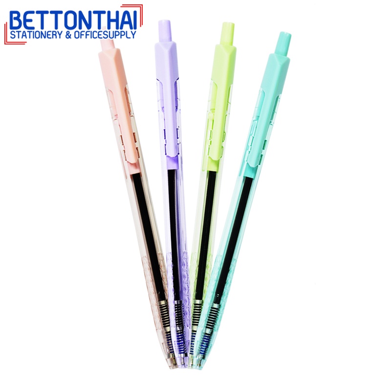 deli-q34-ball-point-pen-ปากกาลูกลื่น-หมึกน้ำเงิน-เส้น-0-5mm-คละสี-4-แท่งสุดค้ม-ปากกา-เครื่องเขียน-อุปกรณ์การเรียน-school