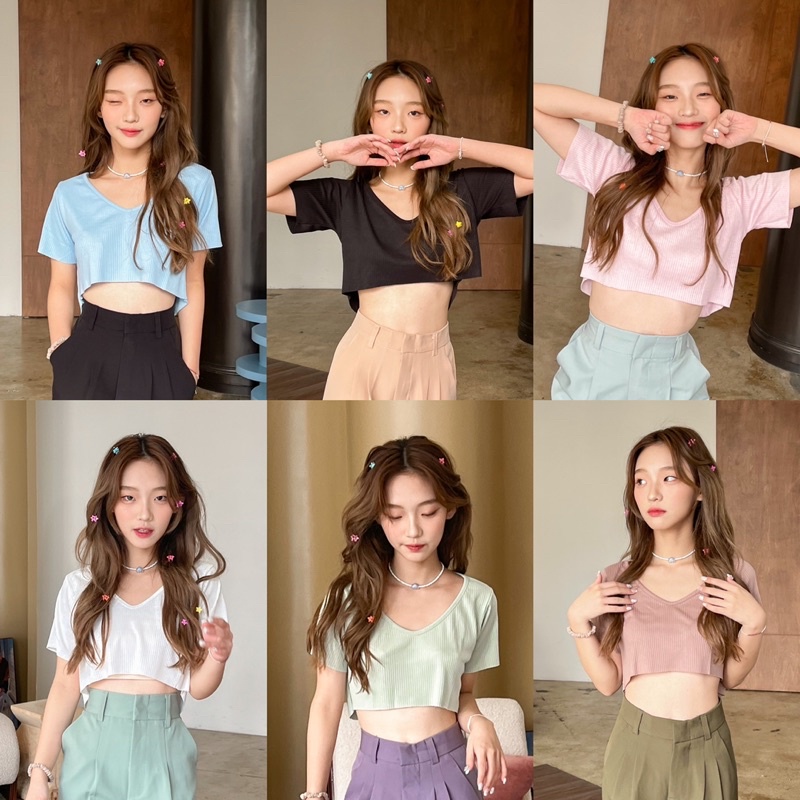 vivie-crop-top-bemychic-เสื้อครอปคอวี-หน้าสั้นหลังยาว-basic-v-crop-top-ครอปท็อป