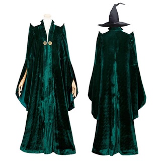 เครื่องแต่งกายคอสเพลย์ แม่มด และหมวก ผ้ากํามะหยี่ ลาย Harry Potter เหมาะกับวันฮาโลวีน สําหรับผู้หญิง