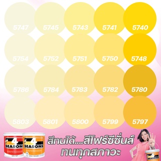 TOA สี 4 SEASONS สีภายนอก+ภายใน กึ่งเงา/ด้าน สีเหลือง (ขนาด 9L) เฉดสีบ้านสบาย สีเกรด8ปี  สีน้ำ สีทาบ้าน สีทนได้