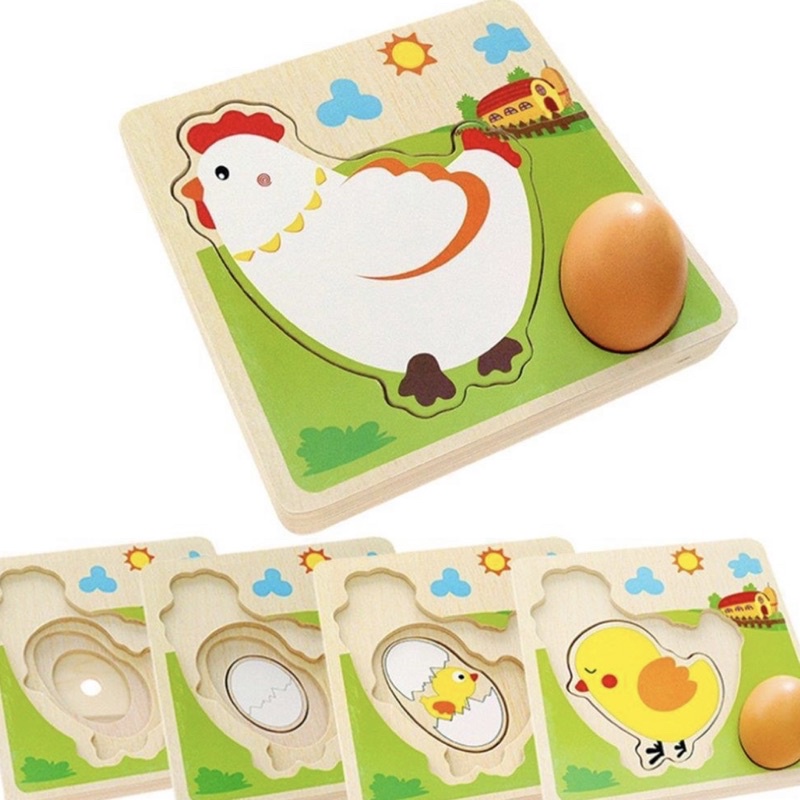ของเล่นเสริมพัฒนาการลูกน้อย-ไก่กับไข่-เป้นงานไม้อย่างดี-ไม่ใช่พลาสติก-montessori-toy