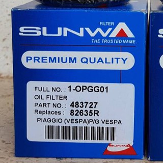 กรองน้ำมันเครื่องNew Vespa ทุกรุ่น125/150/300 ยี่ห้อSunwa 1-OPGG01 Piaggio (Vespa) Part No. 483727