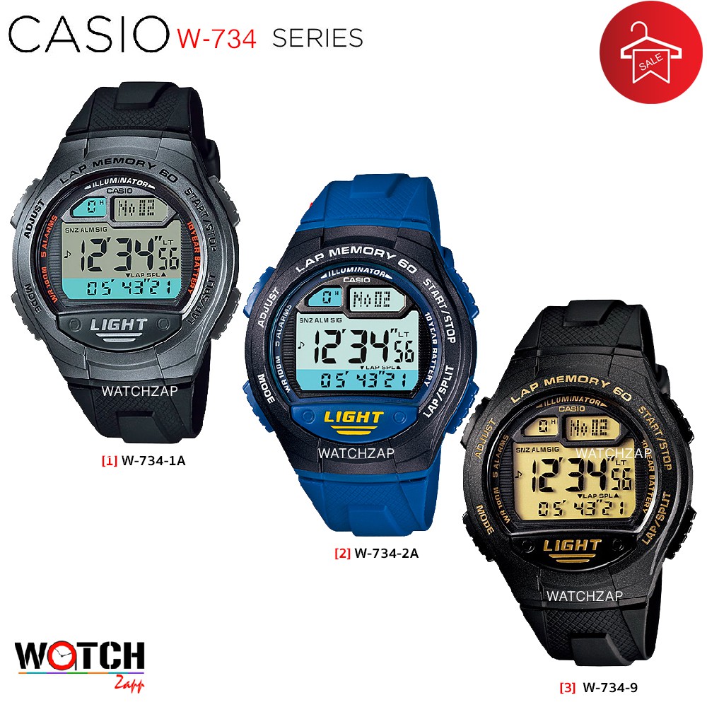 ภาพหน้าปกสินค้านาฬิกาข้อมือ Casio Standard Digital W-734 Series
