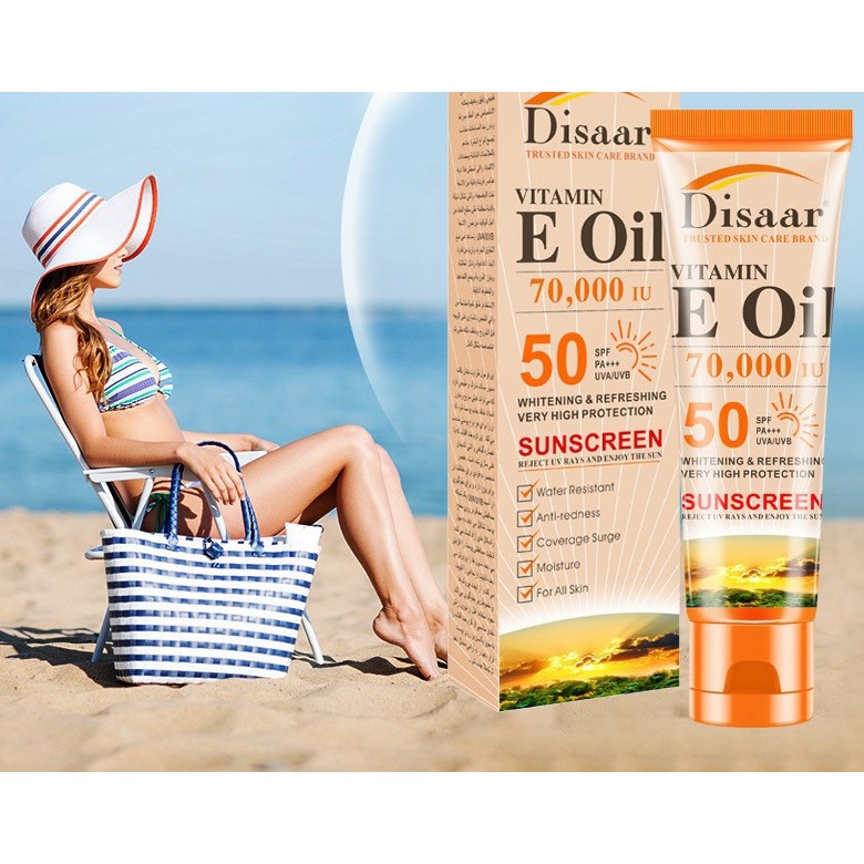 พร้อมส่ง-disaar-spf-50-vitamin-e-facial-body-sunscreen-whitening-sunblock-cream-oil-50ml
