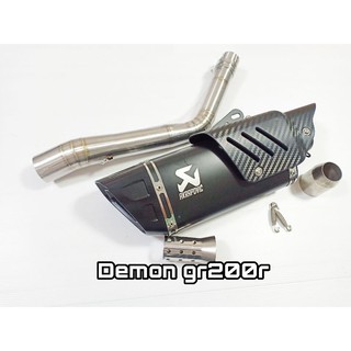 สลิปออน Demon GR200R วัสดุแสตนเลสเกรด 304+ปลายท่อ R1ดำ(แถมแคทลดเสียง)