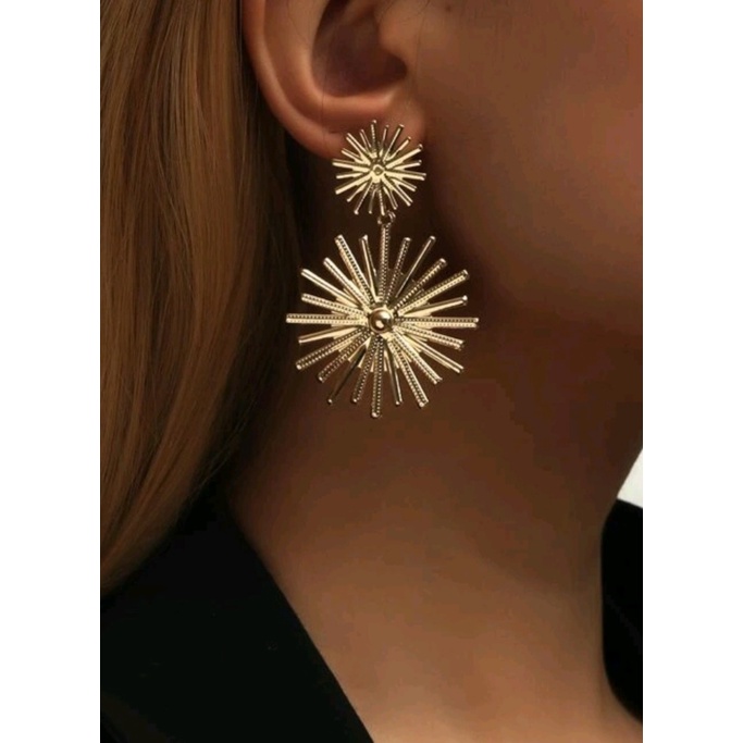 ต่างหูแฟชั่น-ต่างหูแฉก-สวยๆ-เก๋ๆ-simple-solid-drop-earrings-สีทอง-ส่งจากไทย