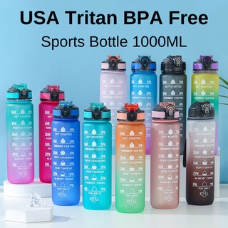 ขวดน้ําซิลิโคน ปลอด BPA พร้อมหลอดดูด ยาว 1000 มล. สําหรับเล่นกีฬา