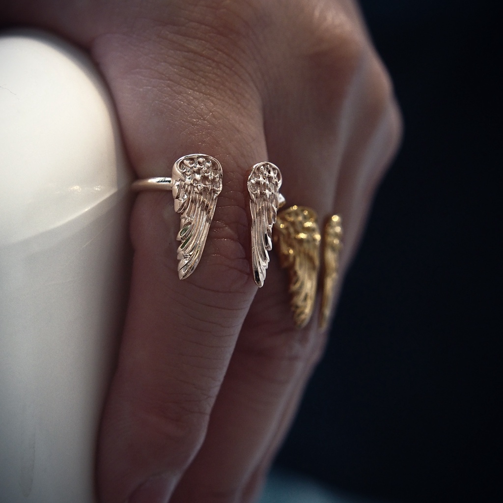 ake-ake-eagle-duo-wings-ring-pure-pink-แหวนเงินแท้-925-แกะมือชุบทองชมพู-ลายปีกเทวดา-ปีกนกอินทรียุโรปยุคกลางสุดเฟียซ