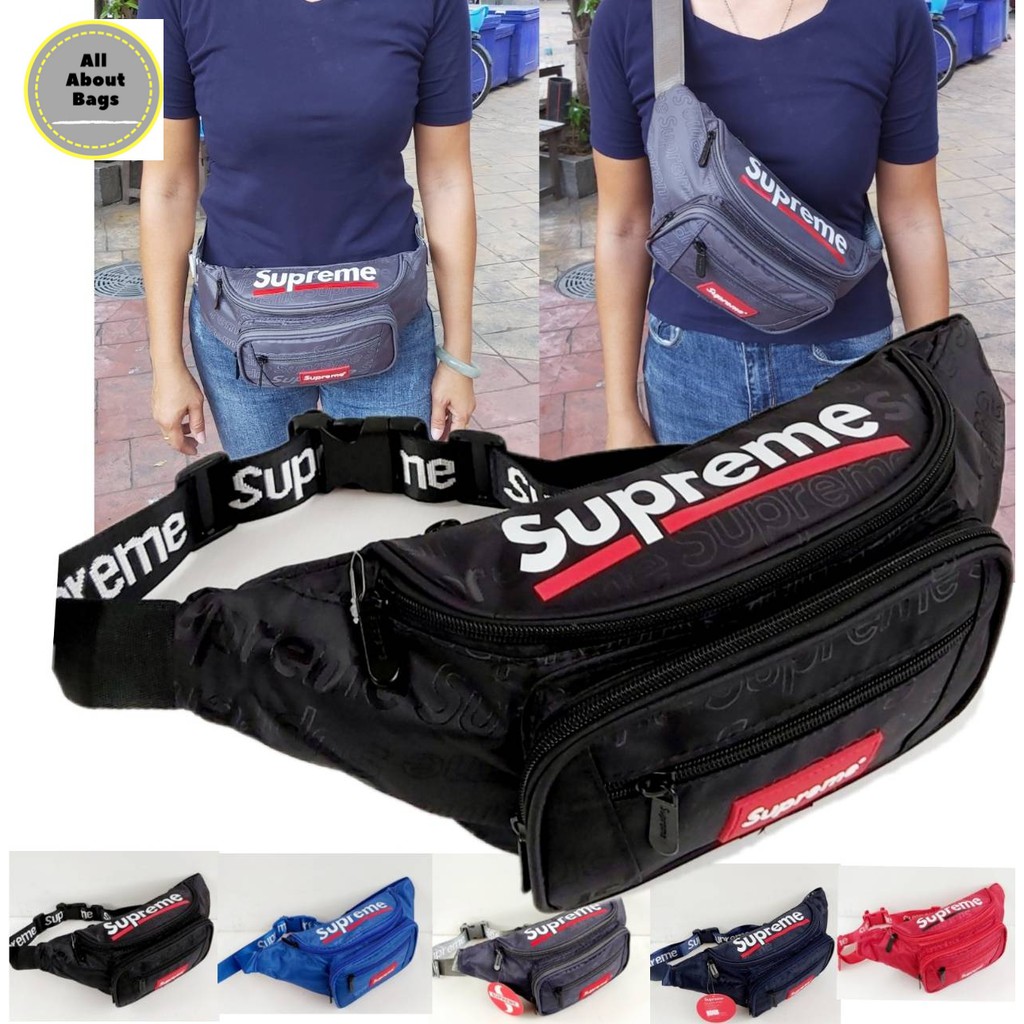 กระเป๋าสะพายข้างและคาดเอวสกรีนsupremeผ้าทอลาย-ab003ผ้าทอลาย