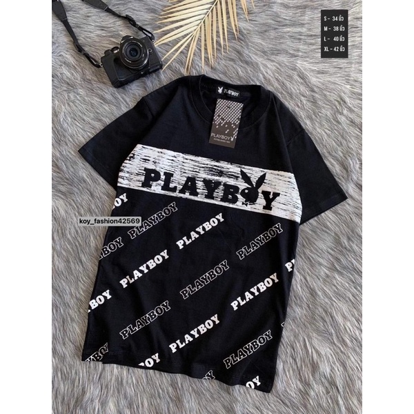 พร้อมส่ง-เสื้อยืดเพลบอย-เสื้อเพลบอย-playboy-เสื้อยืดราคาถูก-มีบริการเก็บเงินปลายทาง