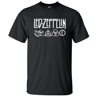 [S-5XL]เสื้อยืดแขนสั้นลําลอง พิมพ์ลาย Zeppelin Famous Band สีดํา สําหรับผู้ชาย 467724