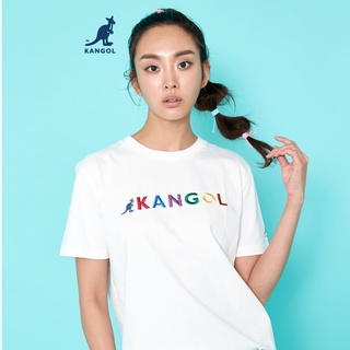  KANGOL T-shirt เสื้อยืดปักลายอักษร KANGOL สีขาว,เทา,ดำ,ครีม ผู้หญิง unisex 60211012