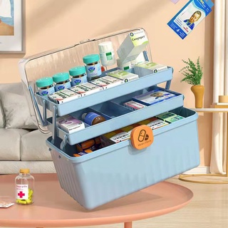 Portable First Aid Kit Pill Case 3 Tiers Plastic High Capacity Family Emergency Storage Box Organizer with Handle Medici