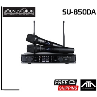 ไมค์ลอย มือถือคู่ SOUNDVISION SU-850DA ย่าน UHF คลื่นความถี่ 694.4 – 702.7 MHz การตอบสนองความถี่ 30Hz ~ 20kHz ±2dB