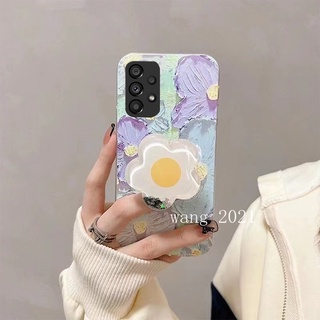 Ready Stock 2022 Casing เคส Samsung Galaxy A53 A33 A73 A23 LTE M23 M33 5G A13 LTE 4G INS Popular Oil Painting Phone Case Glitter Flowing Stars Flower Bracket Silicone Soft Case เคสโทรศัพท