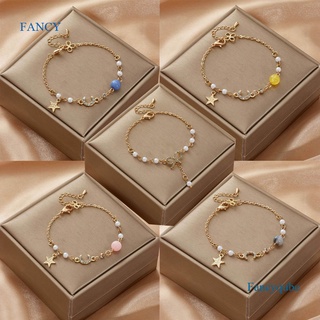 สินค้า Fancy ญี่ปุ่น เกาหลี ดาว ดวงจันทร์ สร้อยข้อมือ สําหรับผู้หญิง เด็กผู้หญิง แฟชั่น สีชมพู คริสตัล มุก โซ่ สร้อยข้อมือ ขายส่ง ออกแบบ เครื่องประดับ ของขวัญ ปาร์ตี้