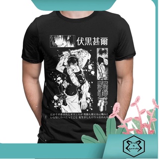 เสื้อยืดแขนสั้น คอกลม ผ้าฝ้ายแท้ พิมพ์ลายอนิเมะ Toji Fushiguro Jujutsu Kaisen สไตล์วินเทจ สําหรับผู้ชาย