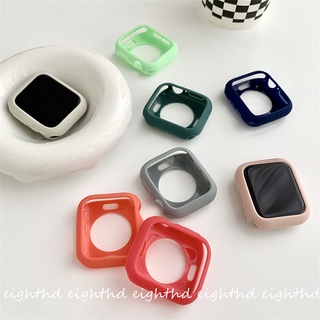 เคสซิลิโคน สีพื้น สําหรับ Smart Watch Series 7 6 SE 5 4 3 2 1 ขนาด 41 มม. 45 มม. 44 มม. 42 มม. 40 มม. 38 มม.