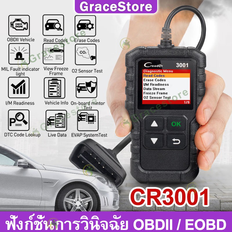 ภาพหน้าปกสินค้าLuanch CR3001 obd2 scannerอ่าน ลบ โค๊ด เครื่องสแกนรถยนต์ เครื่องลบโค้ด เครื่องแสกนรถยนต์ กล่อง ลบโค้ดรถยนต์ ตัวลบโค้ด จากร้าน thegracestore บน Shopee