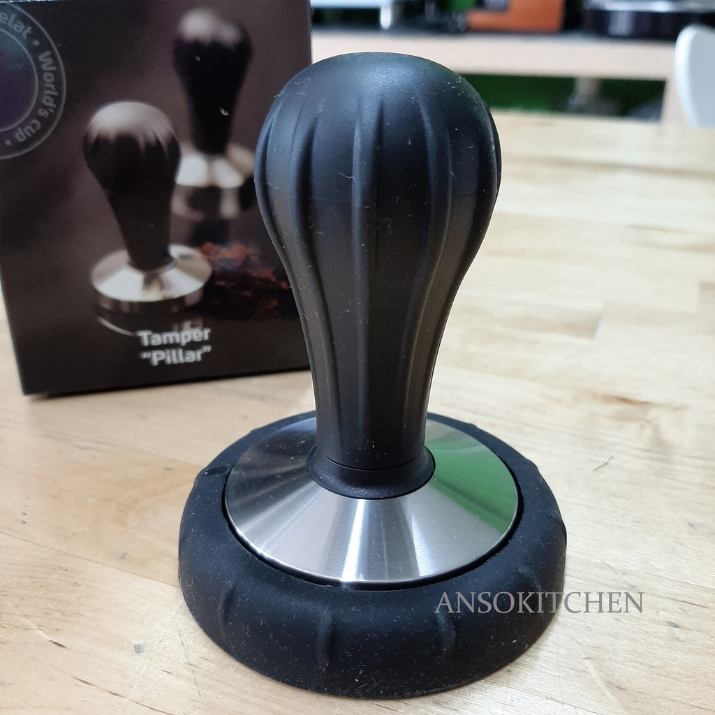 cafelat-pillar-tamper-58mm-convex-stainless-แทมเปอร์-ที่กดกาแฟ-ยี่ห้อ-cafelat-แบรนด์-uk-พร้อมยางรองแทมเปอร์สีดำ