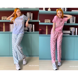 CHESS PATTERN PANTS | กางเกงขายาวพิมพ์ลายผ้า สีสวย ละมุน เกาหลีสุดๆ