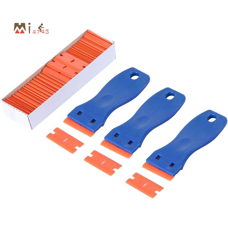 3PCS Plastic Razor Blade Scrapers & 100 PCS 1.5 Inch Double Edge ...