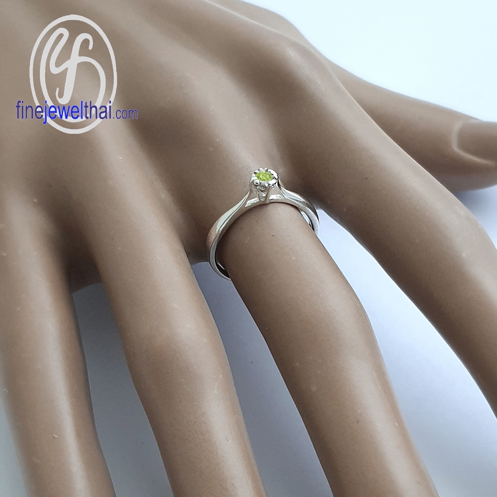 finejewelthai-แหวนเพอริดอท-เพอริดอท-แหวนพลอย-แหวนเงินแท้-พลอยประจำเดือนเกิด-peridot-silver-ring-birthstone-r1377pd