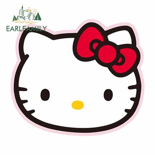 Earlfamily สติกเกอร์ ลายกราฟฟิค Hello Kitty กันน้ํา 13 ซม. x 11.5 ซม. สําหรับติดตกแต่งหน้าต่างรถยนต์ รถจักรยานยนต์