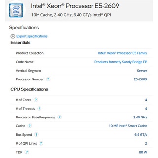 ภาพขนาดย่อของภาพหน้าปกสินค้าซีพียู CPU Intel Xeon E5 2609 2.4 - 2.5 GHz 4 Cores 4 Threads  มือสอง สภาพดี  ส่งจากไทย จากร้าน blueskytechshop บน Shopee ภาพที่ 3