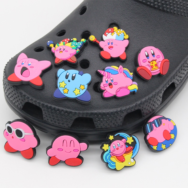 kirby-ใหม่-jibbitz-1-ชิ้น-shoe-charms-crocs-pvc-สีชมพู-ลายการ์ตูนอนิเมะ-diy-decorate-accessories-น่ารัก-ของขวัญคริสต์มาส-สำหรับตกแต่งรองเท้าเด็ก