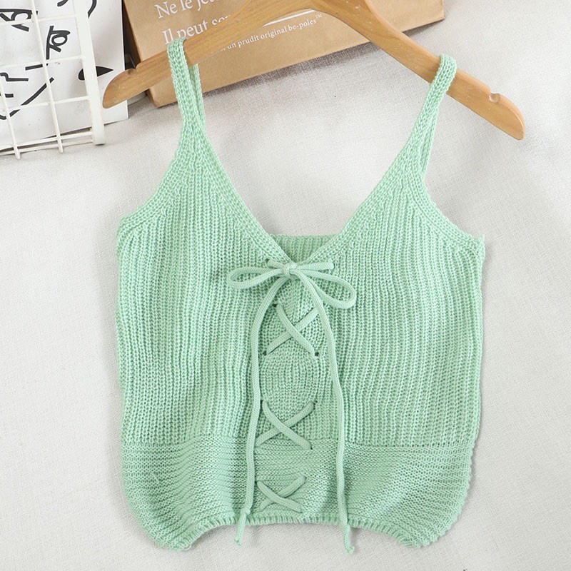 เสื้อกล้ามไหมพรมสีมิ้นท์