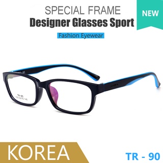 Japan ญี่ปุ่น แว่นตา แฟชั่น รุ่น 1072 C-39 สีดำตัดฟ้า วัสดุ ทีอาร์90 TR90 กรอบเต็ม ขาข้อต่อ กรอบแว่นตา Glasses Frame