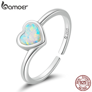 สินค้า Bamoer 925 silver Heart-shaped opal ring fashion jewellery Gifts For Women BSR234