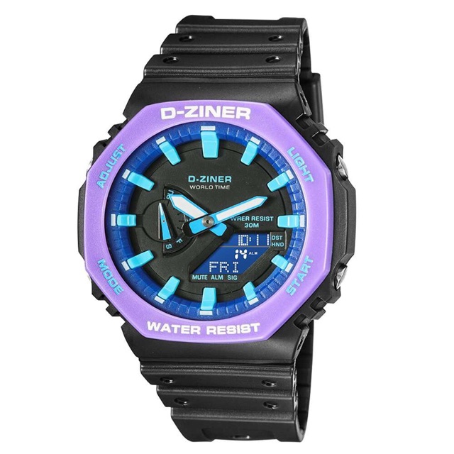 นาฬิกาข้อมือผู้ชายd-ziner-ระบบquartz-hybrid-analog-digital-d-ziner-ทรงกลม40มม-กันน้ำwater-resistance2atm-พร้อมกล่อง