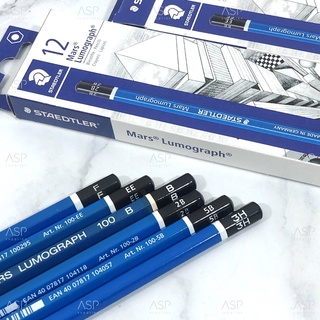 ดินสอ Staedtler รุ่น Mars Lumograph ดินสอเขียนแบบ ความเข้ม B,2B,5B,EE,F,3H  (1 แท่ง)