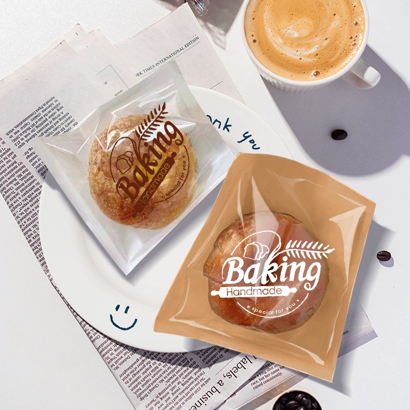 ถุงใส่ขนมปัง-แพค100ใบ-18-19cm-baking-handmade-ถุงคราฟ-หน้าใส-หลังทึบ