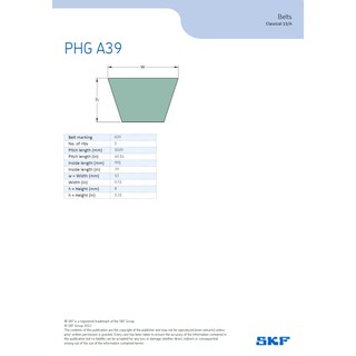 SKF V-BELT / สายพาน วีเบลท์ ร่อง A เบอร์ A 39 # PHG A39 (13 x 8 มิล. ...