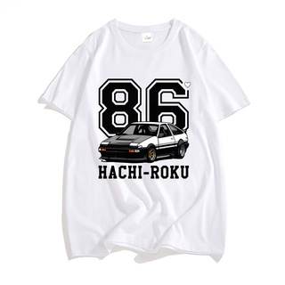 เสื้อยืดผู้ชาย Ae86 เสื้อยืดแขนสั้น คอกลม พิมพ์ลายอนิเมะ Hachi Roku Initial D สไตล์สตรีท สําหรับผู้ชาย S-5XL