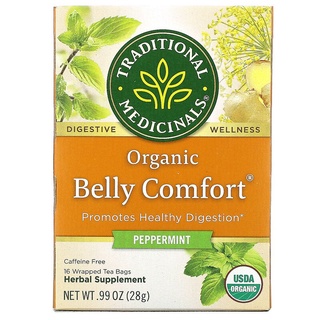 ขายแยกซอง ชา Organic Belly Comfort, Peppermint, Traditional Medicinals, Caffeine Free