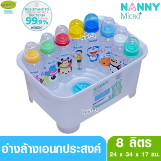 ภาพขนาดย่อของสินค้าNANNY X Microban แนนนี่ อ่างล้างขวดนมเอนกประสงค์ ยับยั้งแบคทีเรีย 99.9%